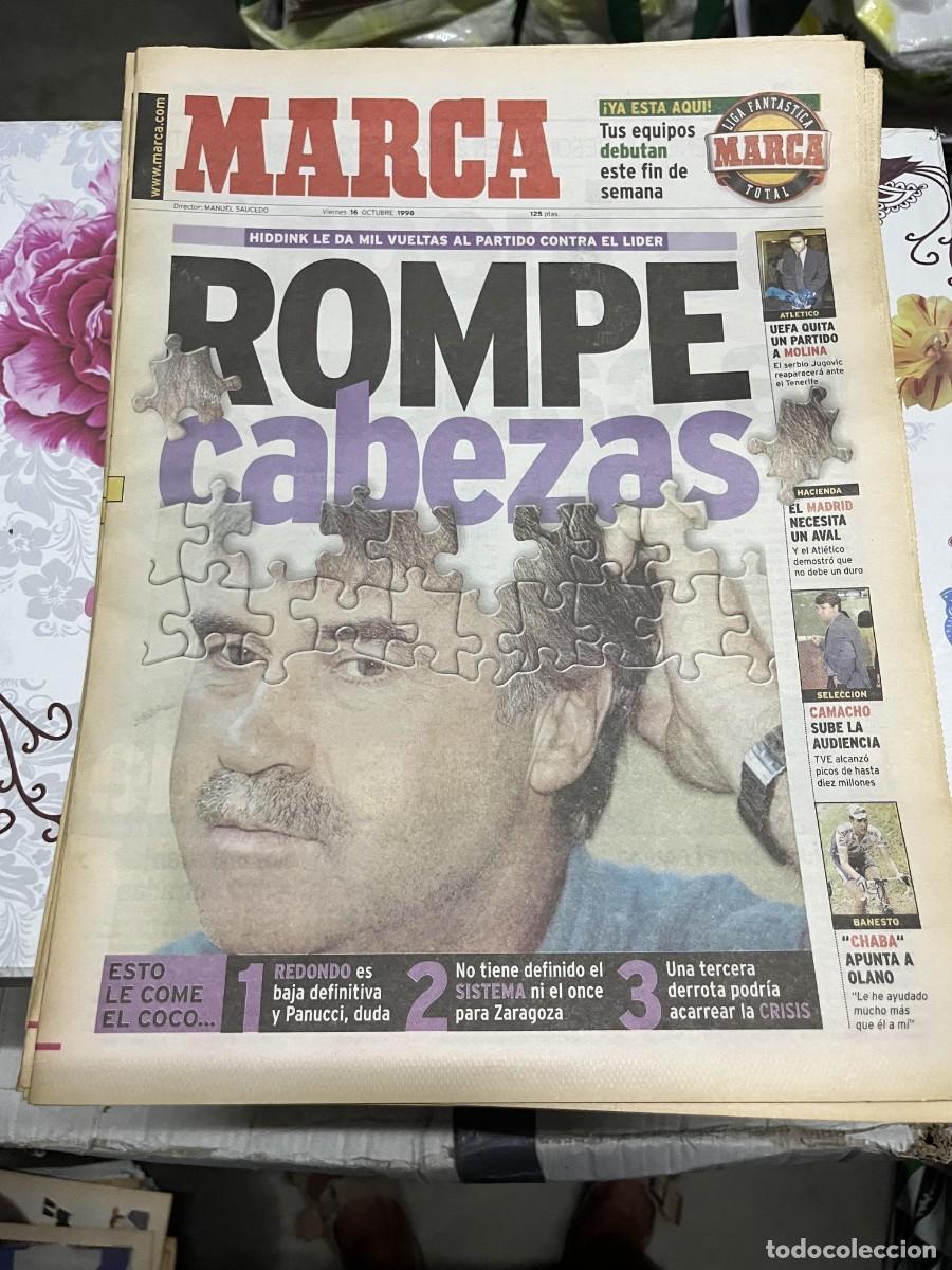 Coleccionismo deportivo: MARCA (16-10-1998) HIDDINK REAL MADRID UEFA MOLINA HACIENDA REAL MADRID CAMACHO OLANO