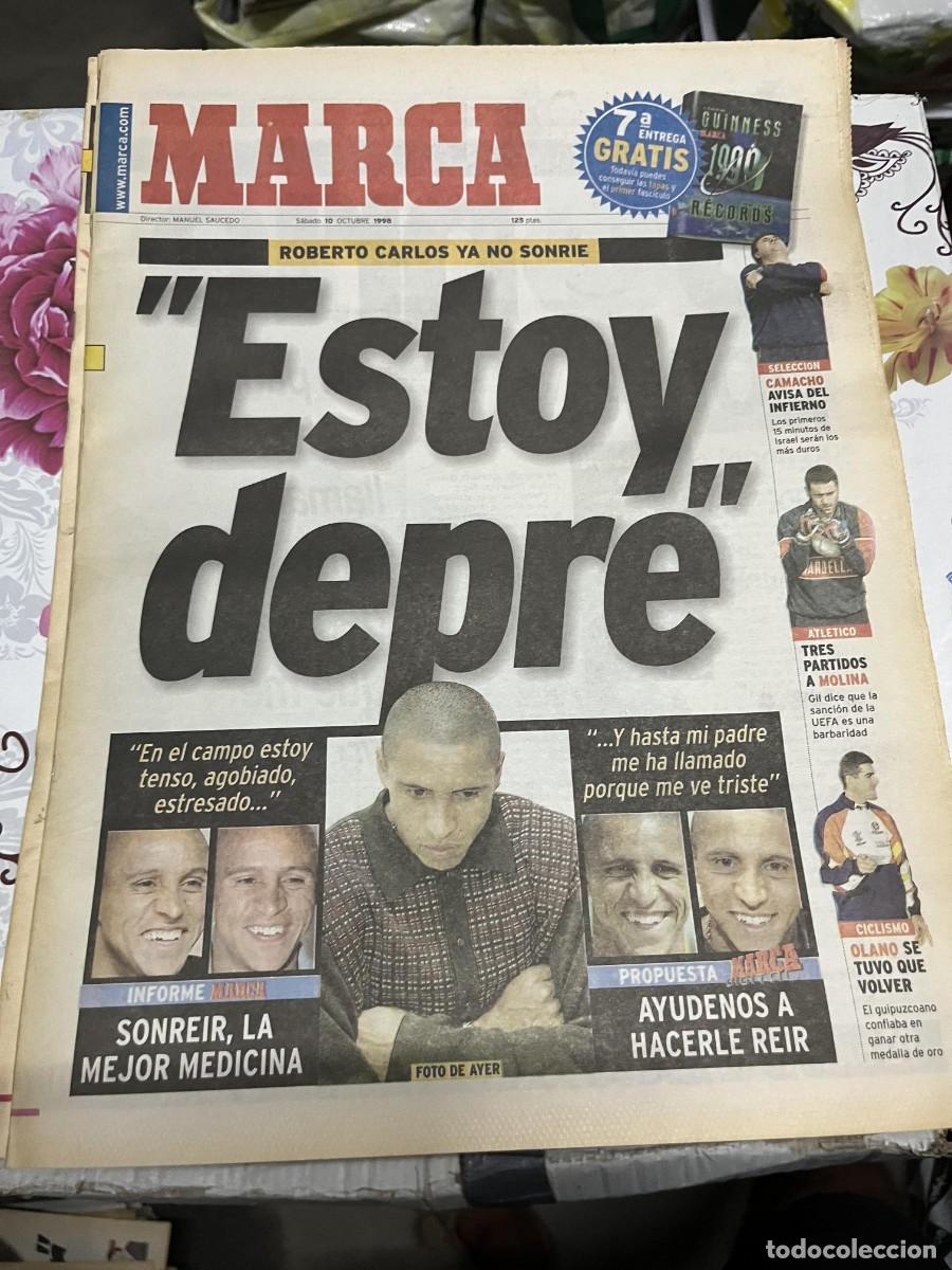 Coleccionismo deportivo: MARCA (10-10-1998) ROBERTO CARLOS REAL MADRID ILLGNER CAMACHO ESPA&Ntilde;A ALBERTO OLANO