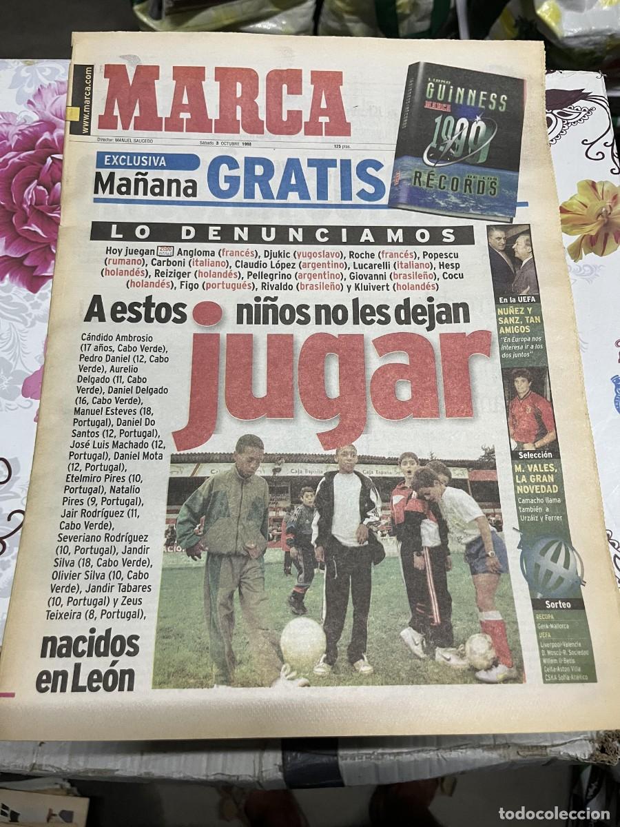Coleccionismo deportivo: MARCA (3-10-1998) NU&Ntilde;EZ LORENZO SANZ SELECCION ESPA&Ntilde;OLA ESPA&Ntilde;A GENK MALLORCA SORTEO UEFA