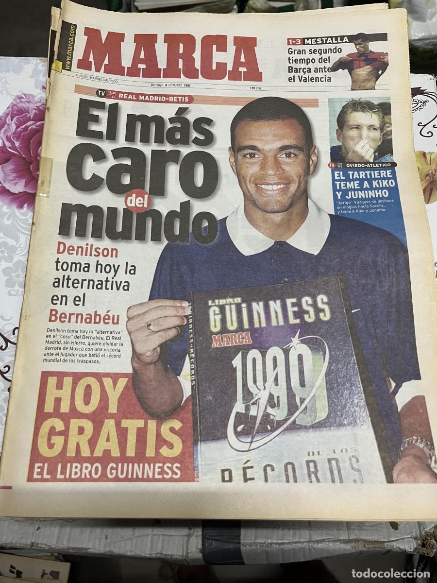 Coleccionismo deportivo: MARCA (4-10-1998) DENILSON VALENCIA 1-3 BARCELONA RIVALDO HOY OVIEDO ATLETICO