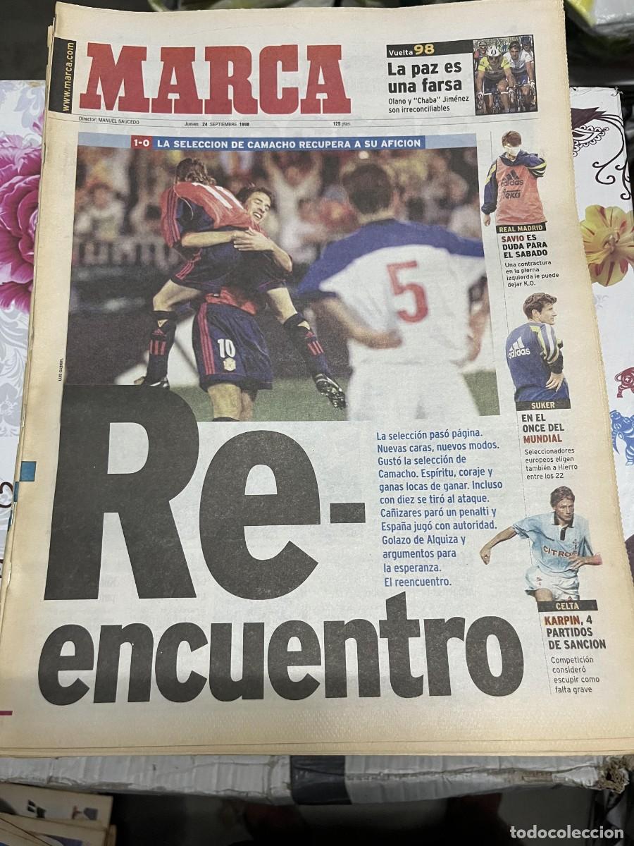 Coleccionismo deportivo: MARCA (24-9-1998) SELECCION ESPA&Ntilde;OLA ESPA&Ntilde;A 1-0 RUSIA REAL MADRID SAVIO CELTA KARPIN SUKER