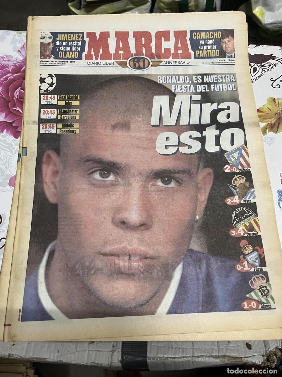 Coleccionismo deportivo: MARCA (16-9-1998) RONALDO NAZARIO HOY REAL MADRID INTER MILAN UNITED BARCELONA ATLETICO 2-0 OBILIC