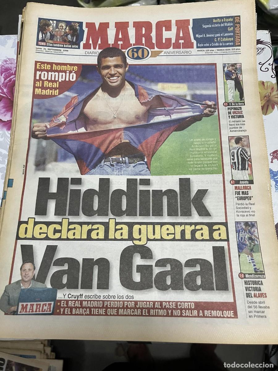 Coleccionismo deportivo: MARCA (21-9-1998) HIDDINK ANDERSON REAL MADRID BARCELONA GOL URZAIZ EXTREMADURA 0-1 ATHLETIC