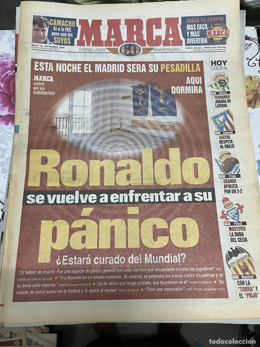 Coleccionismo deportivo: MARCA (15-9-1998) CAMACHO RONALDO NAZARIO UEFA ODENSE BETIS ATLETICO OBILIC STEAUA VALENCIA