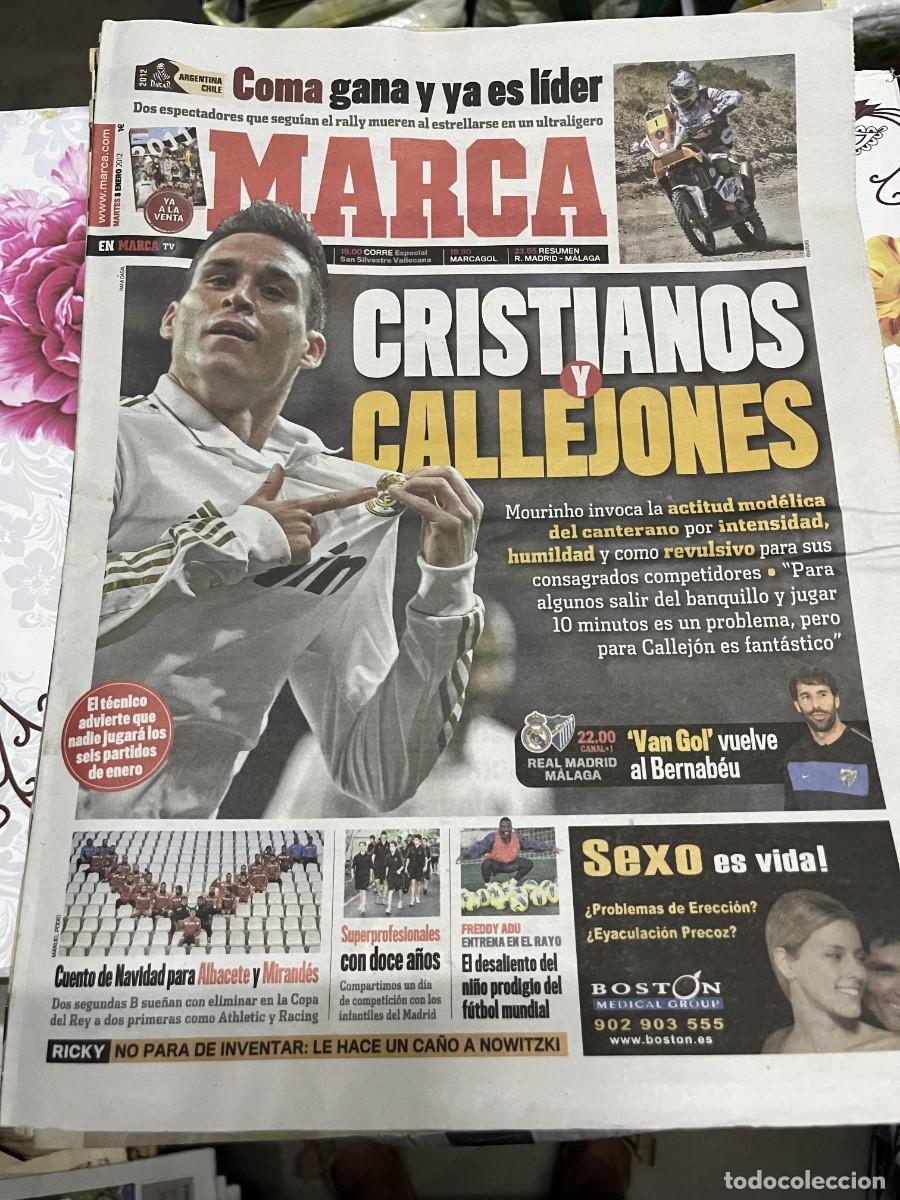 Coleccionismo deportivo: MARCA (3-1-2012) COMA DAKAR CALLEJON REAL MADRID HOY REAL MADRID MALAGA
