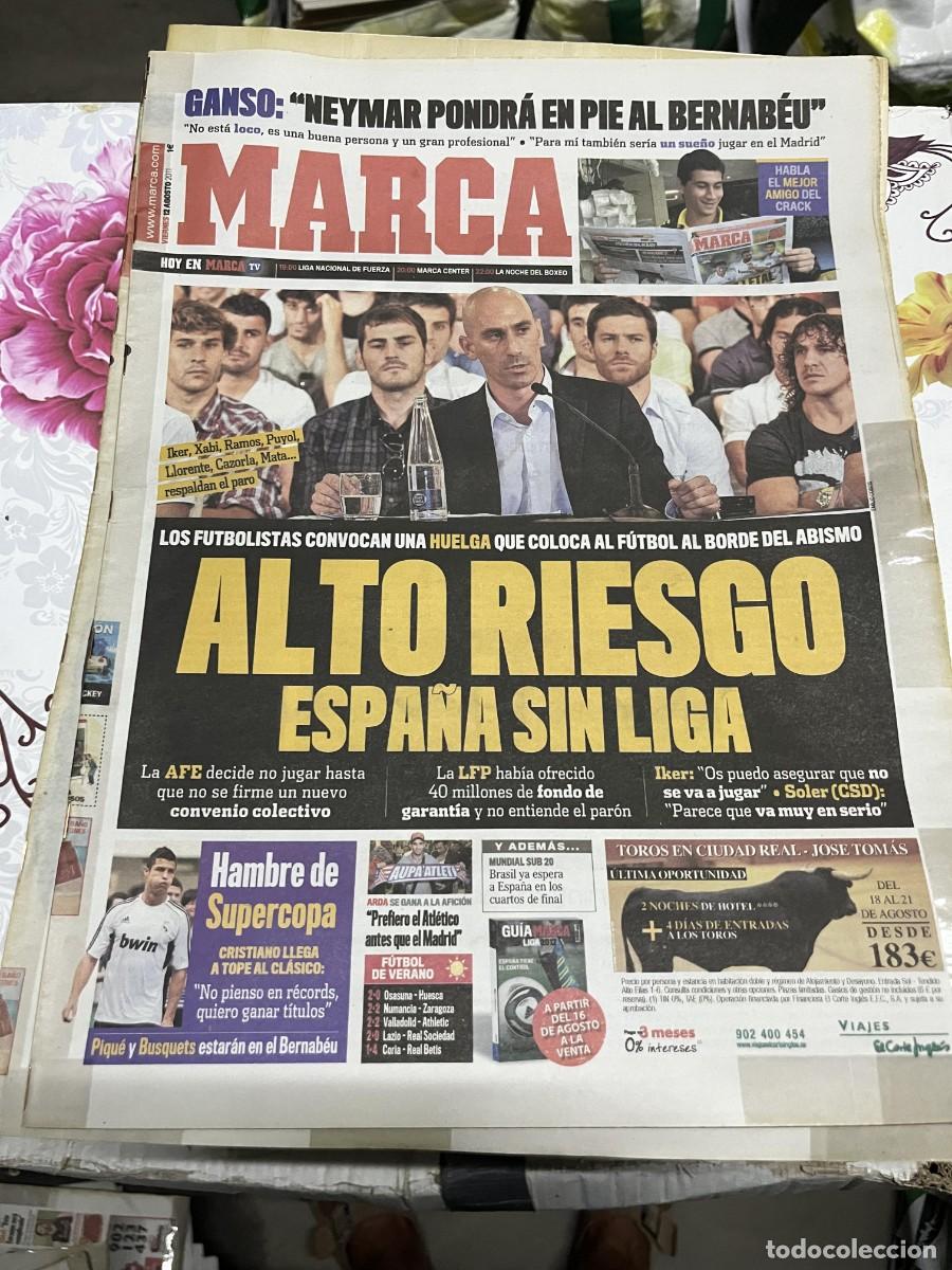 Coleccionismo deportivo: MARCA (12-8-2011) NEYMAR REAL MADRID POSIBLE HUELGA FUTBOL ESPA&Ntilde;A SUPERCOPA BARCELONA