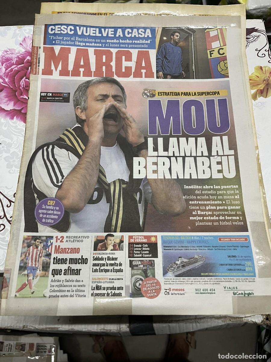 Coleccionismo deportivo: MARCA (13-8-2011) MOURINHO CESC FABREGAS RECREATIVO HUELVA 1-2 ATLETICO MADRID SUPERCOPA