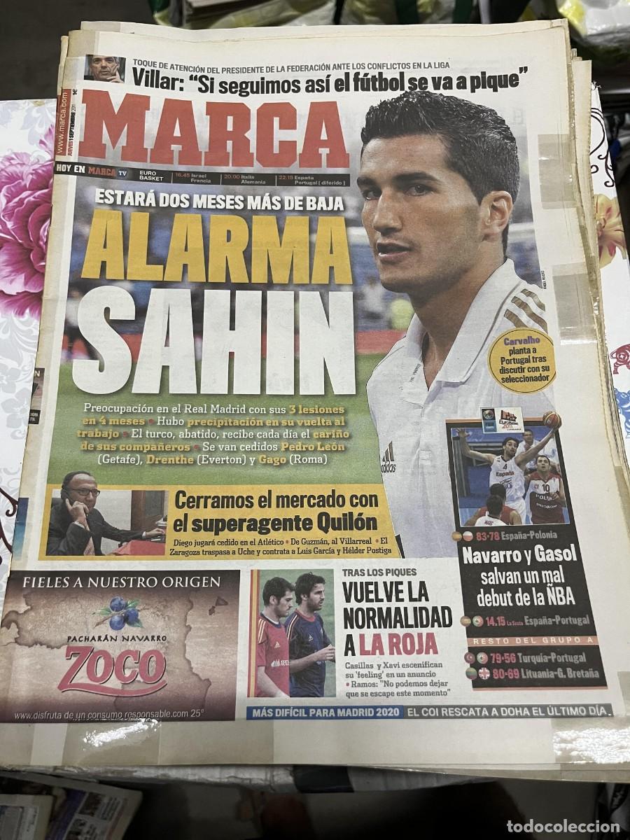 Coleccionismo deportivo: MARCA (1-9-2011) BALONCESTO SELECCION ESPA&Ntilde;OLA ESPA&Ntilde;A 83-78 POLONIA LESION SAHIN REAL MADRID