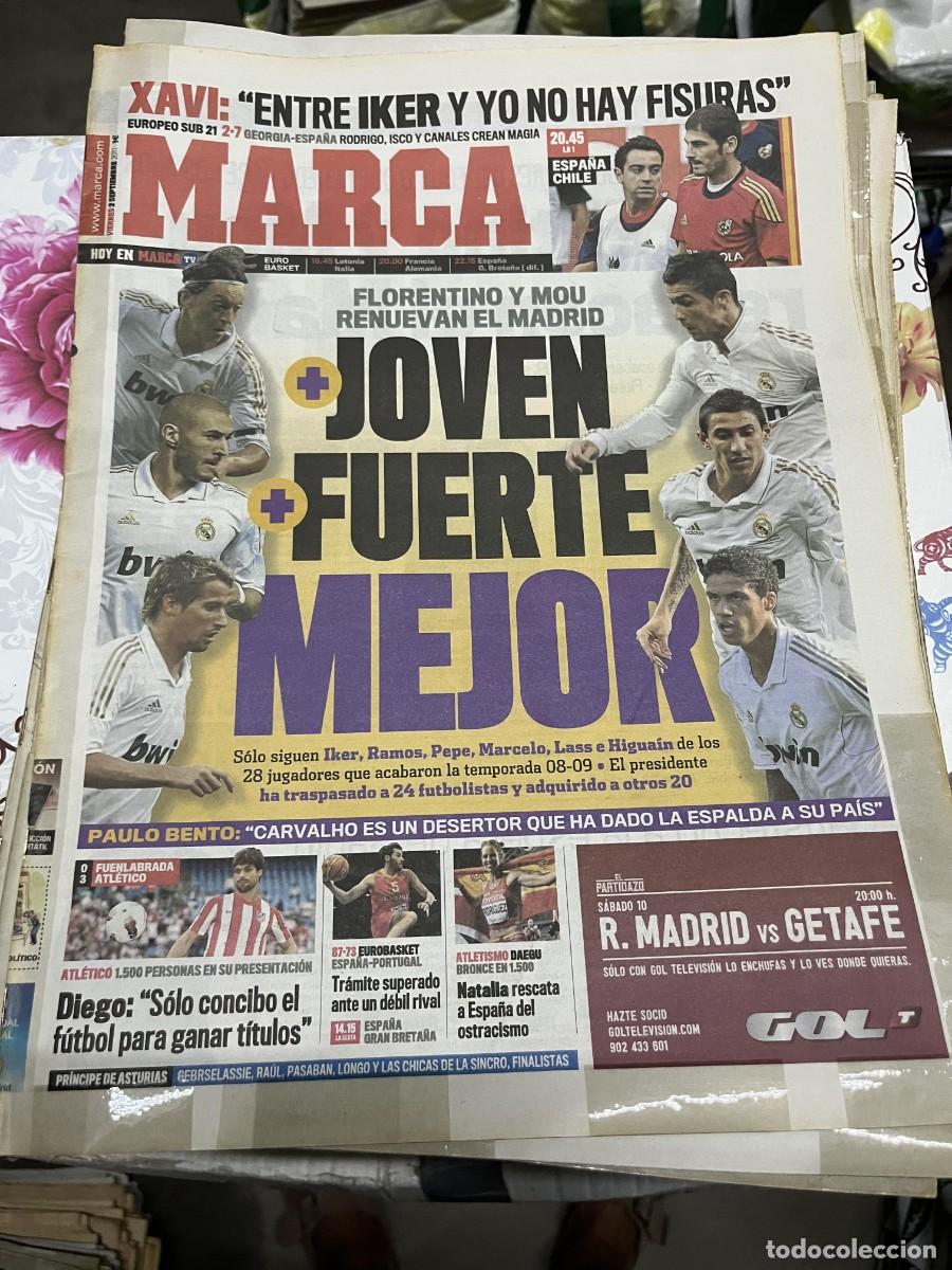 Coleccionismo deportivo: MARCA (2-9-2011) EUROPEO SUB21 GEORGIA 2-7 ESPA&Ntilde;A CHILE HOY PAULO BENTO FUENLABRADA 0-3 ATLETICO
