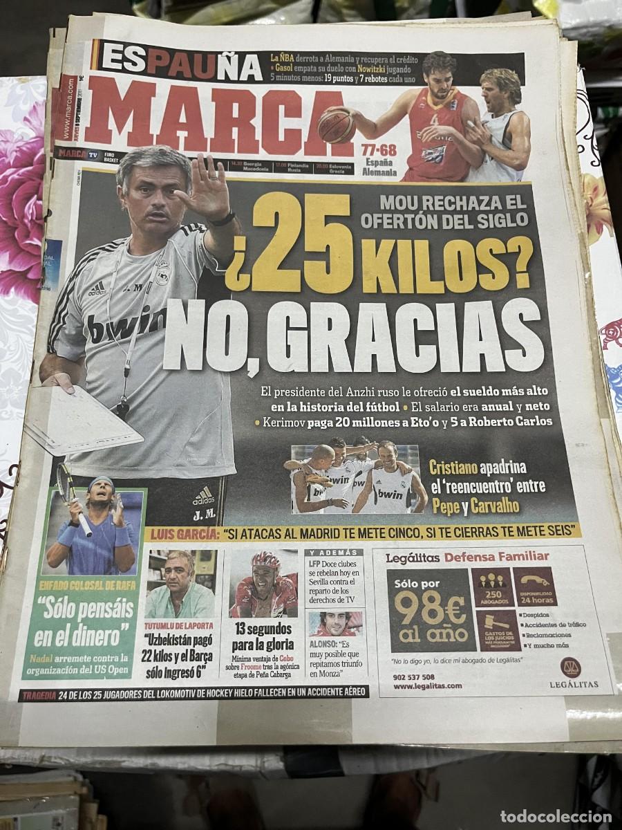Coleccionismo deportivo: MARCA (8-9-2011) BALONCESTO ESPA&Ntilde;A 77-68 ALEMANIA MOURINHO US OPEN NADAL