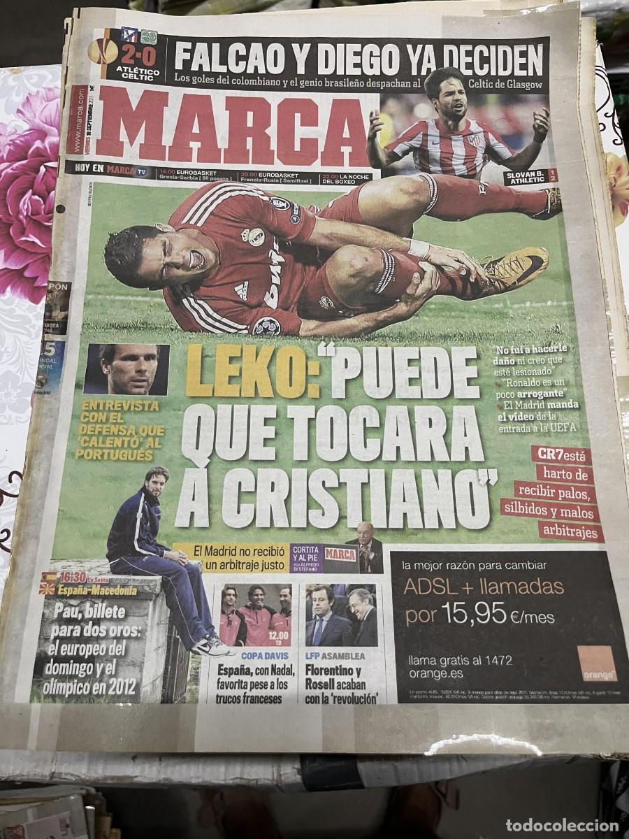 Coleccionismo deportivo: MARCA (16-9-2011) ATLETICO 2-0 CELTIC GLASGOW LEKO CRISTIANO RONALDO HOY BALONCESTO ESPA&Ntilde;A MACEDONIA