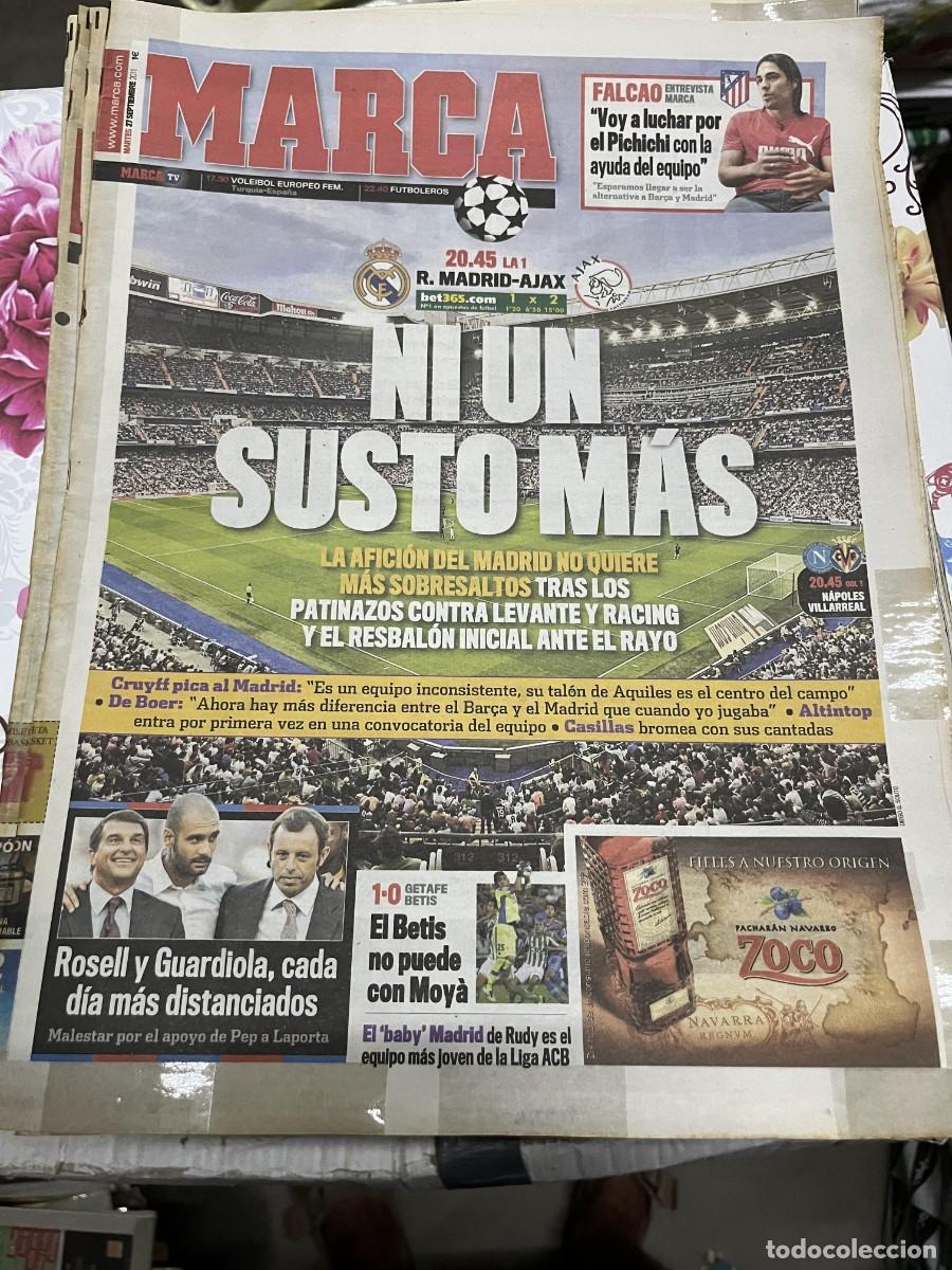 Coleccionismo deportivo: MARCA (27-9-2011) HOY CHAMPIONS REAL MADRID AJAX AMSTERDAM FALCAO PICHICHI ATLETICO