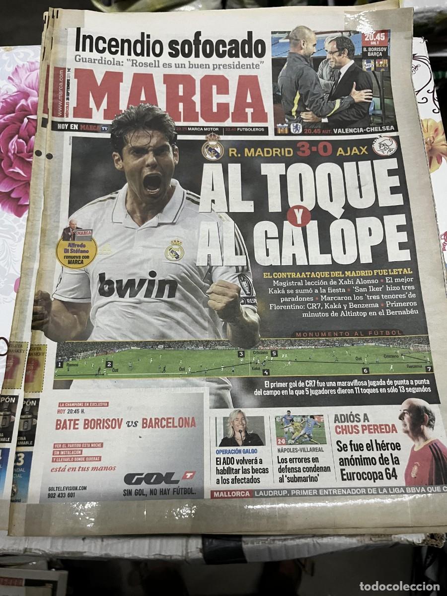 Coleccionismo deportivo: MARCA (28-9-2011) CHAMPIONS REAL MADRID 3-0 AJAX HOY BATE BORISOV BARCELONA VALENCIA CHELSEA