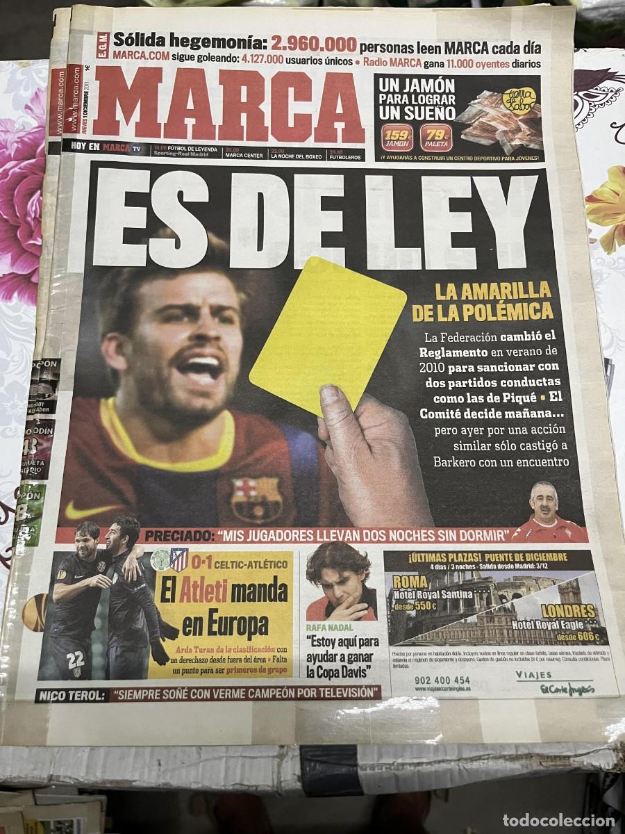 Coleccionismo deportivo: MARCA (1-12-2011) PIQUE BARCELONA PRECIADO CELTIC GLASGOW 0-1 ATLETICO MADRID RAFAEL NADAL