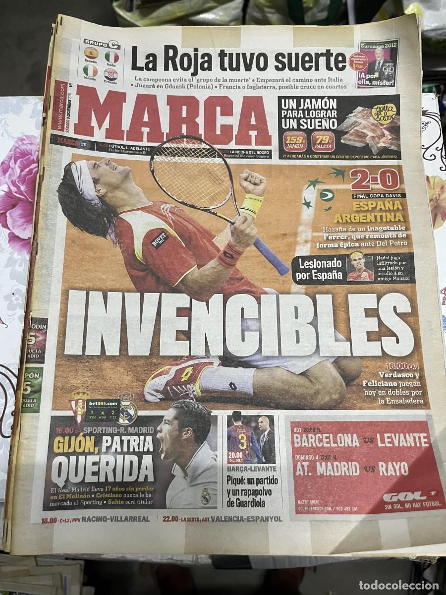 Coleccionismo deportivo: MARCA (3-12-2011) FINAL COPA DAVIS TENIS ESPA&Ntilde;A 2-0 ARGENTINA HOY SPORTING GIJON REAL MADRID BAR&Ccedil;A