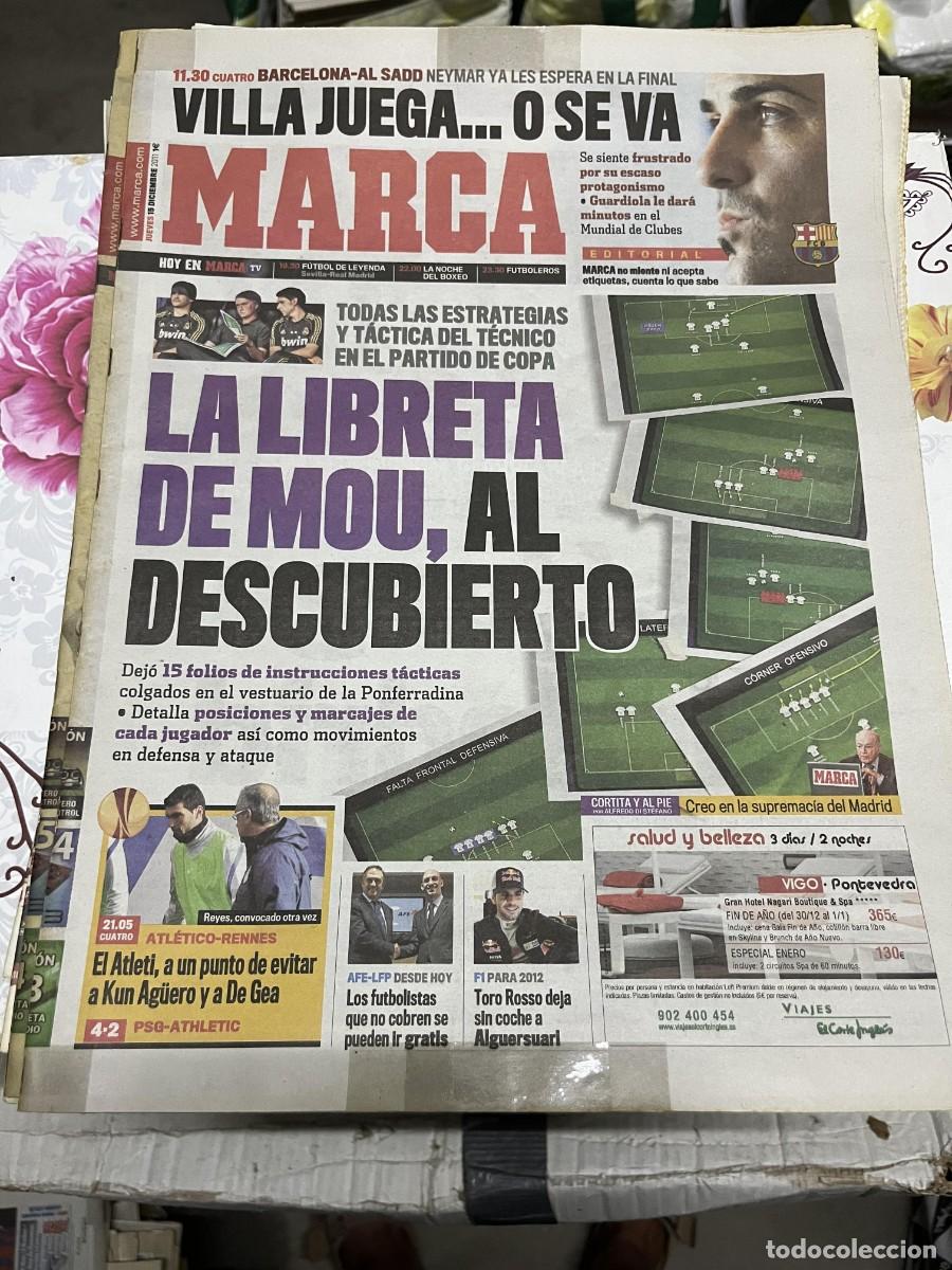 Coleccionismo deportivo: MARCA (15-12-2011) HOY BARCELONA AL-SADD DAVID VILLA LIBRETA MOURINHO ATLETICO RENNES