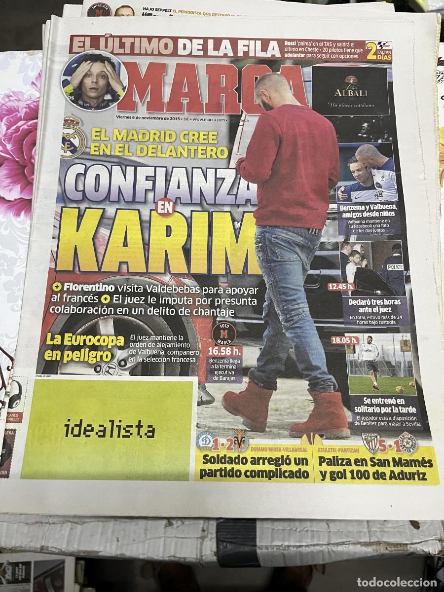 Coleccionismo deportivo: MARCA (6-11-2015) BENZEMA COMISARIA ROSSI CHESTE DINAMO MINSK 1-2 VILLARREAL ATHLETIC 5-1 PARTIZAN