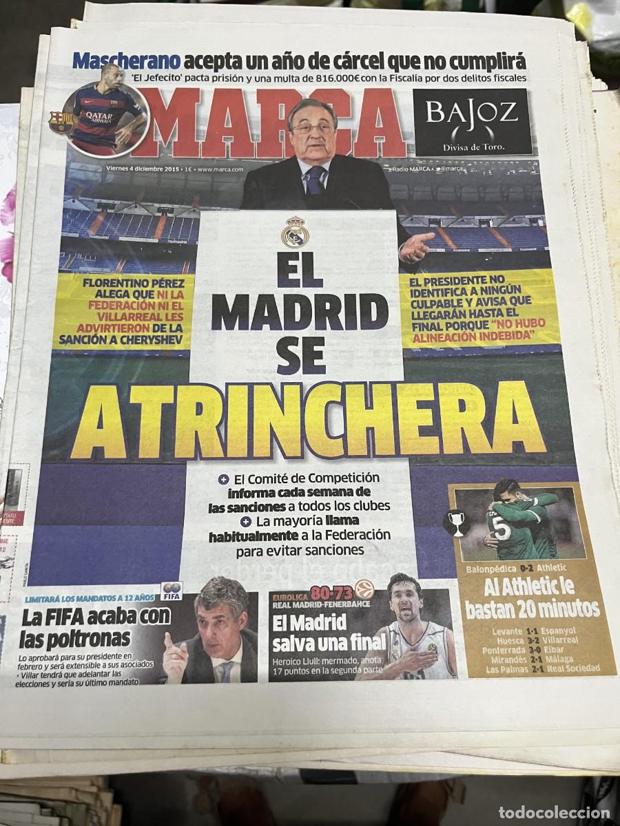 Coleccionismo deportivo: MARCA (4-12-2015) MASCHERANO FLORENTINO PEREZ CHERYSHEV REAL MADRID CADIZ COPA FIFA