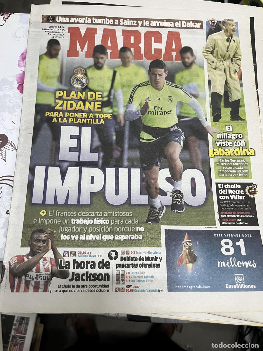 Coleccionismo deportivo: MARCA (14-1-2016) ZIDANE JAMES RODRIGUEZ JACKSON COPA ATLETICO MADRID RAYO CARLOS TERRAZAS MIRANDES