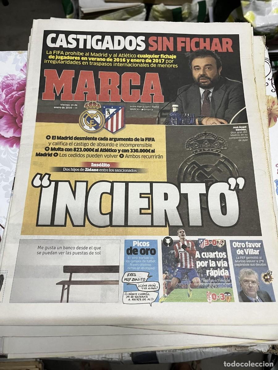 Coleccionismo deportivo: MARCA (15-1-2016) FIFA ATLETICO REAL MADRID SIN PODER FICHAR COPA ATLETICO MADRID 3-0 RAYO
