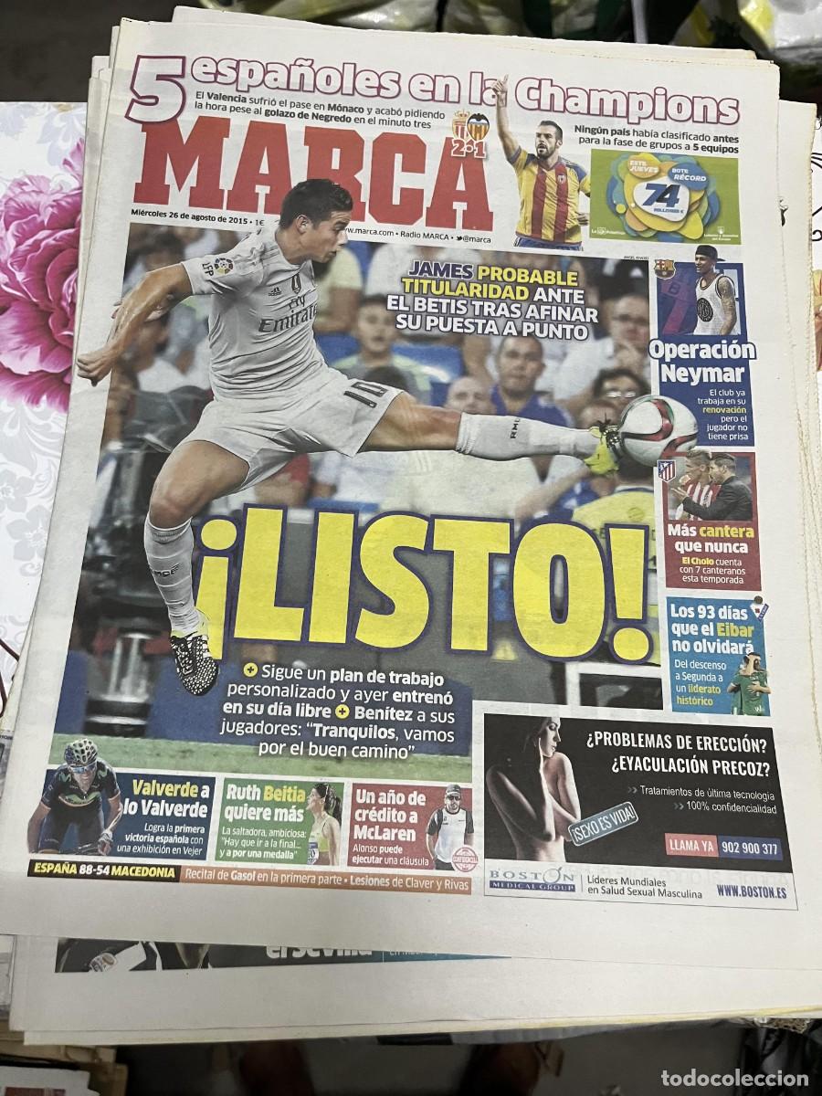 Coleccionismo deportivo: MARCA (26-8-2015) HOY CHAMPIONS MONACO 2-1 VALENCIA JAMES RODRIGUEZ NEYMAR EIBAR VALVERDE