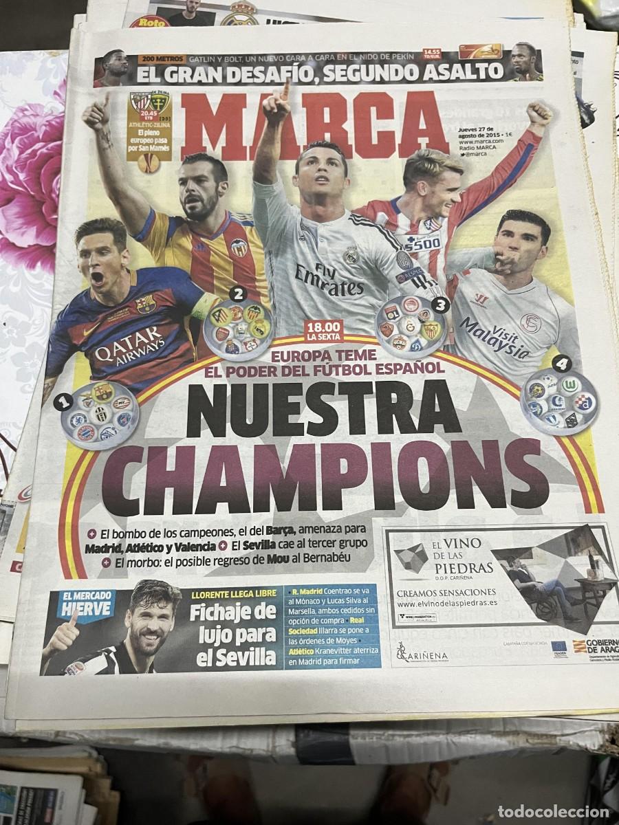 Coleccionismo deportivo: MARCA (27-8-2015) USAIN BOLT GATLIN HOY ATHLETIC BILBAO ZILINA SORTEO CHAMPIONS LLORENTE SEVILLA