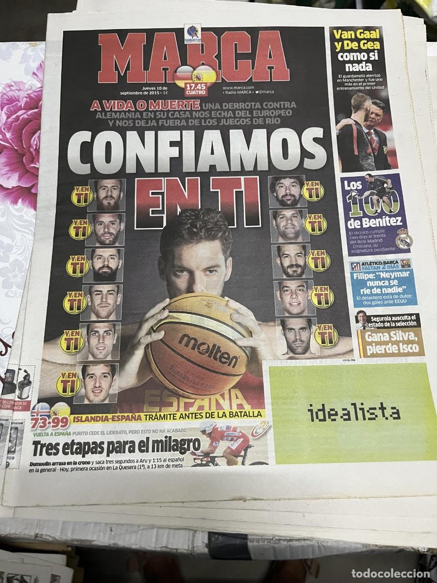 Coleccionismo deportivo: MARCA (10-9-2015) PAU GASOL BALONCESTO ISLANDIA 73-99 ESPA&Ntilde;A DE GEA VAN GAAL