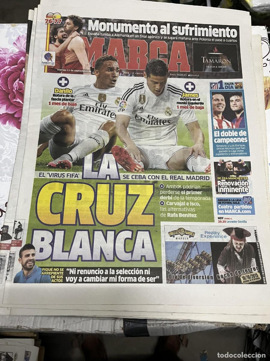 Coleccionismo deportivo: MARCA (11-9-2015) DANILO JAMES RODRIGUEZ LESIONADOS REAL MADRID BALONCESTO ALEMANIA 76-77 ESPA&Ntilde;A