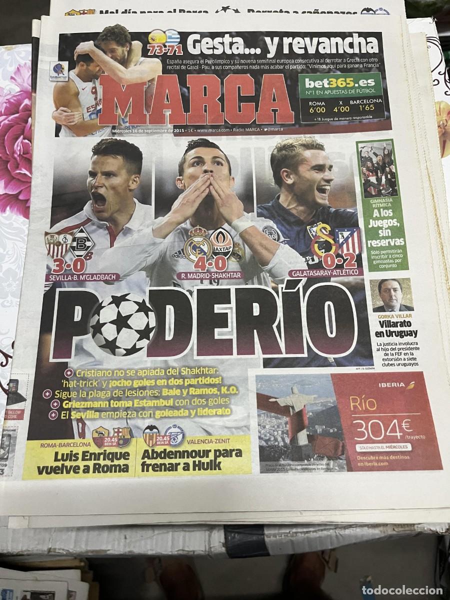 Coleccionismo deportivo: MARCA (16-9-2015) SEVILLA 3-0 BORUSSIA REAL MADRID 4-0 SHAKHTAR DONETSK GALATASARAY 0-2 ATLETICO