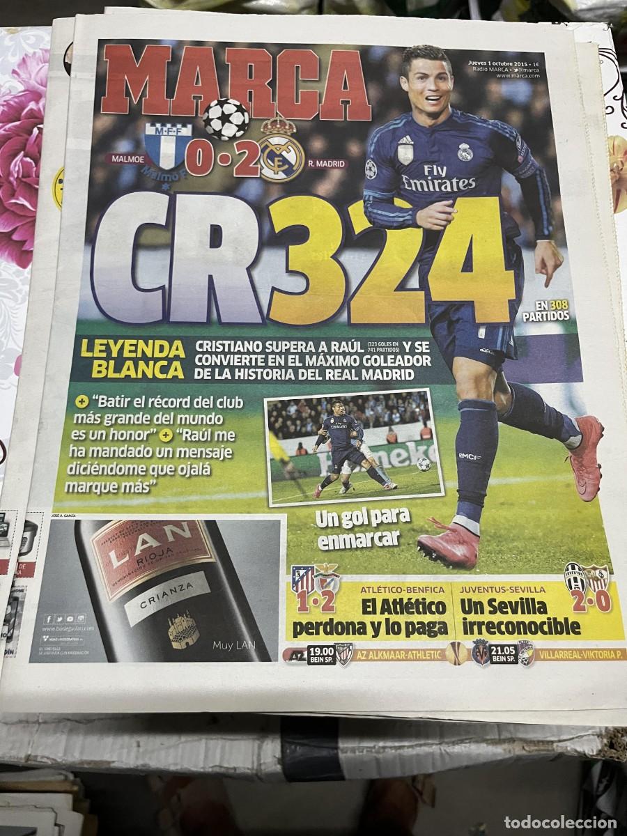 Coleccionismo deportivo: MARCA (1-10-2015) CHAMPIONS MALMOE 0-2 REAL MADRID CRISTIANO RONALDO CR7 RECORD MAXIMO GOLEADOR