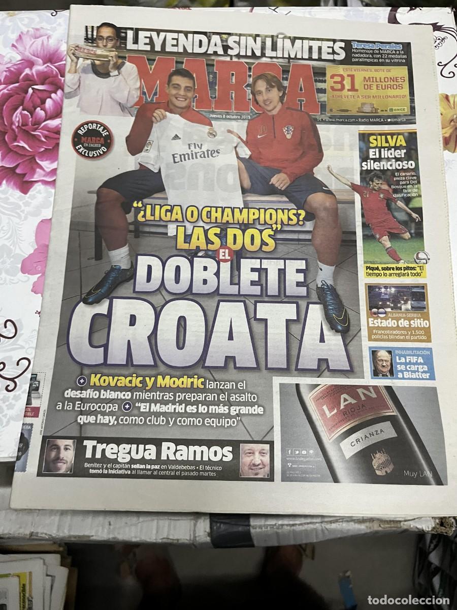 Coleccionismo deportivo: MARCA (8-10-2015) MODRIC KOVACIC REAL MADRID TERESA PERALES SILVA HOY ALBANIA SERBIA