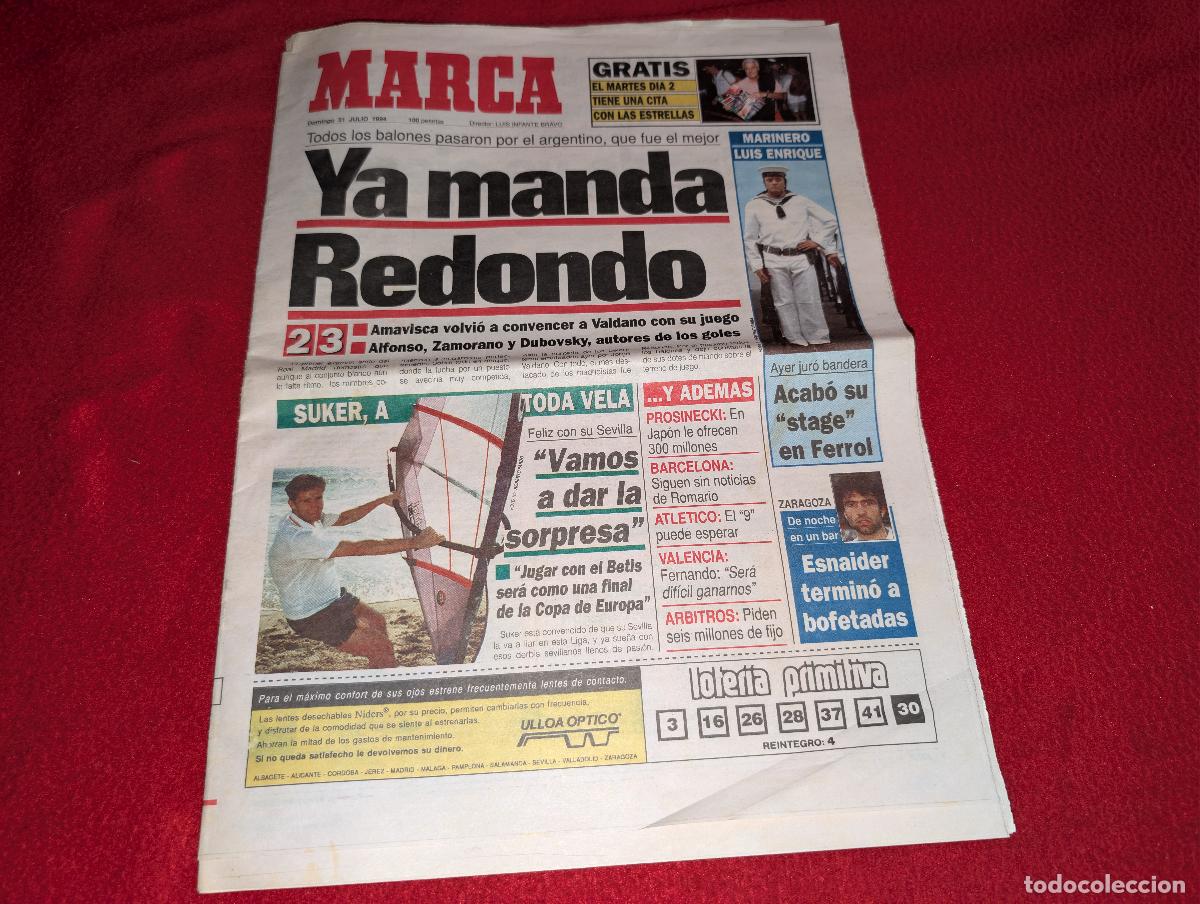 Coleccionismo deportivo: PERIODICO PRENSA julio 1994 MARCA zona norte SUKER LUIS ENRIQUE mili