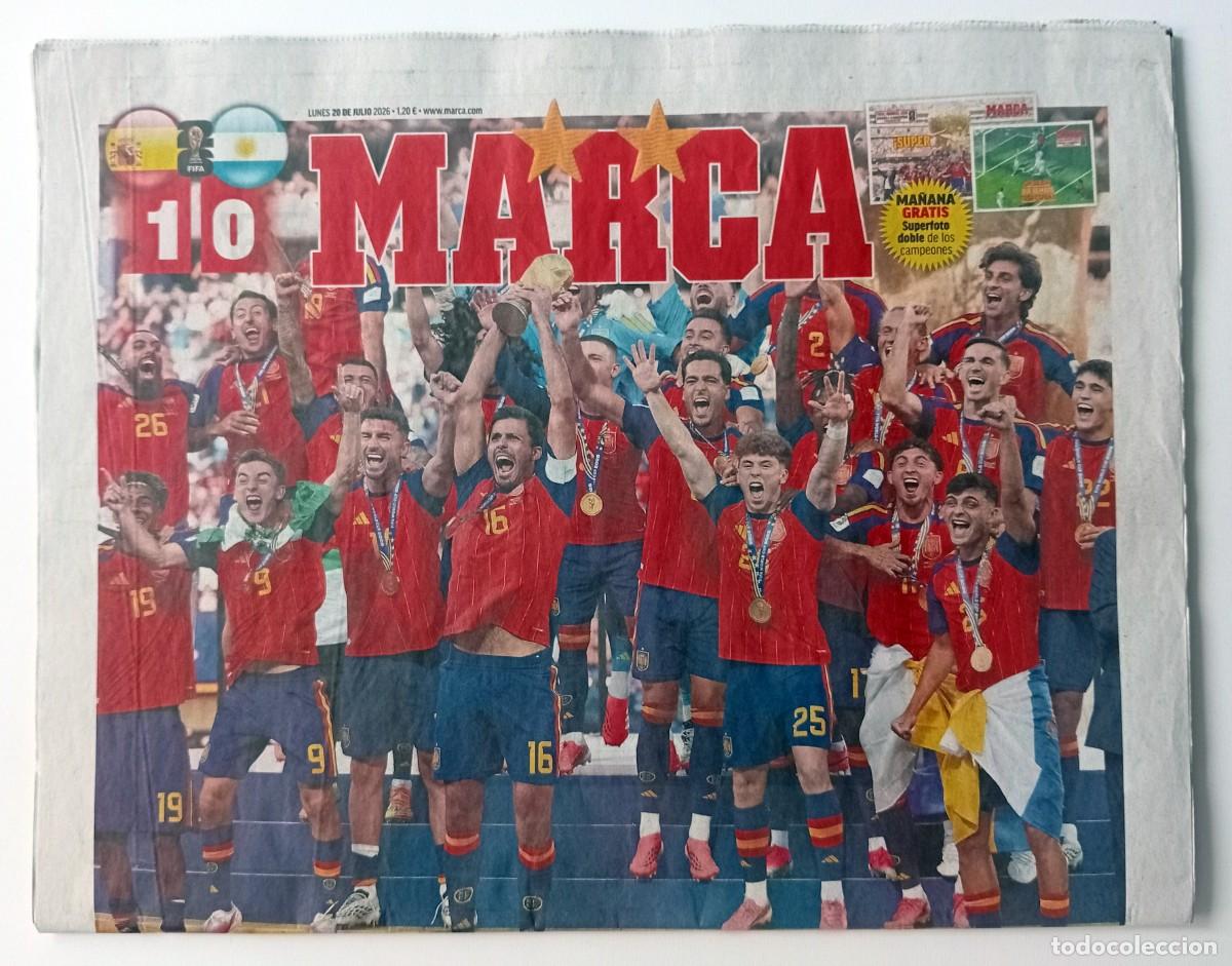 Coleccionismo deportivo: DIARIO MARCA LUNES 20 JULIO FINAL MUNDIAL FUTBOL 2026 ESPA&Ntilde;A - ARGENTINA