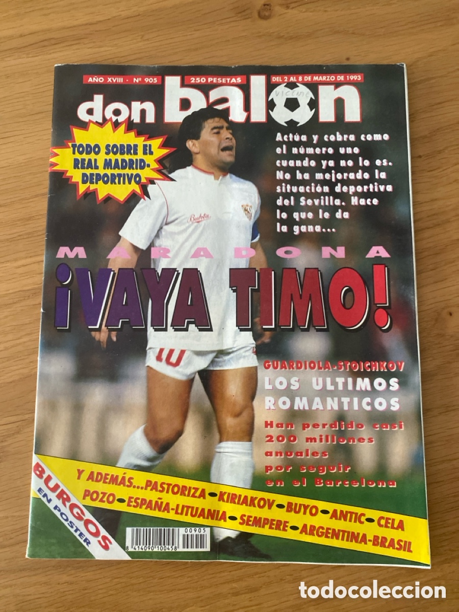 Coleccionismo deportivo: Don bal&oacute;n 905 - Poster Burgos - Maradona - Madrid Depor - Bar&ccedil;a - Oviedo - Espa&ntilde;a - Argentina Brasil