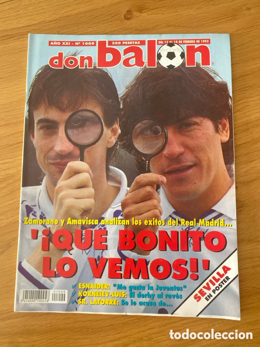 Coleccionismo deportivo: Don bal&oacute;n 1009 - p&oacute;ster Sevilla - Real Madrid - Esnaider - Espanyol - Barcelona - Villarreal - Figo
