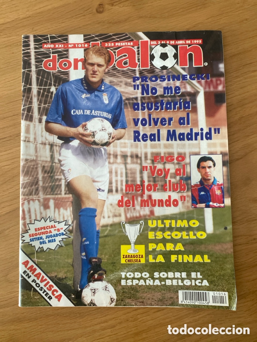 Coleccionismo deportivo: don bal&oacute;n 1016 - Poster Amavisca - Oviedo - Figo - Recopa Zaragoza - Espa&ntilde;a - Racing
