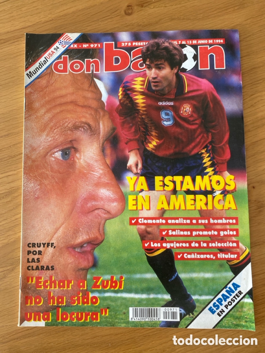 Coleccionismo deportivo: Don bal&oacute;n 971 - Poster Espa&ntilde;a mundial USA 94 - Cruyff - Compostela - Massaro - Koeman - Ajax - PSG