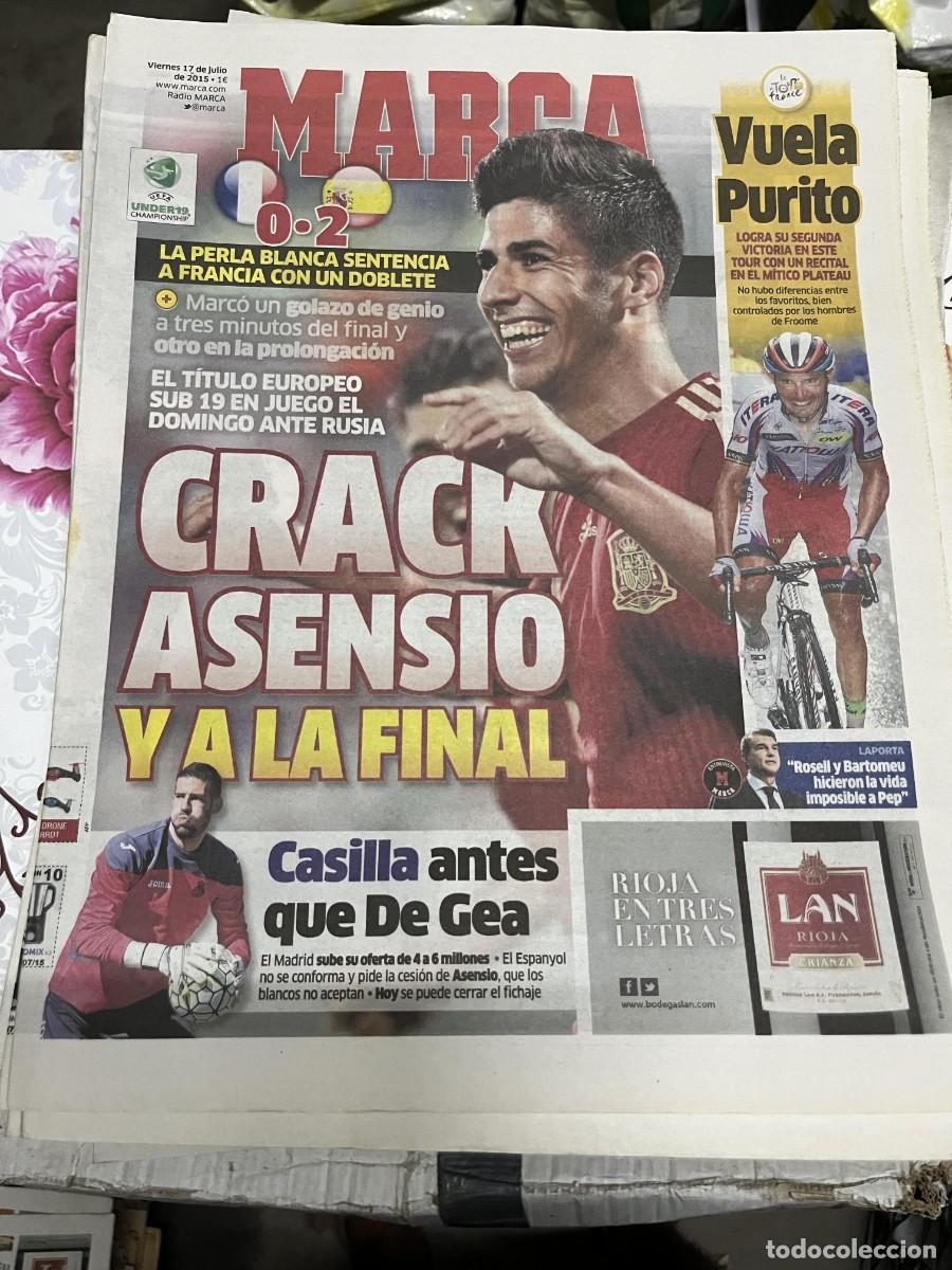 Coleccionismo deportivo: MARCA (17-7-2015) FRANCIA 0-2 ESPA&Ntilde;A SELECCION ESPA&Ntilde;OLA ASENSIO CASILLA DE GEA PURITO CICLISMO
