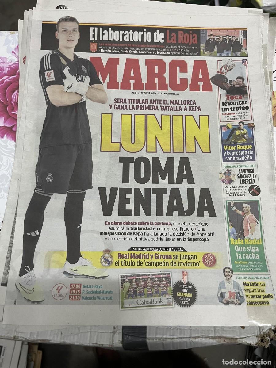 Coleccionismo deportivo: MARCA (2-1-2024) LUNIN VITOR ROQUE SANTIAGO SANCHEZ RAFAEL NADAL POSTER GRANADA