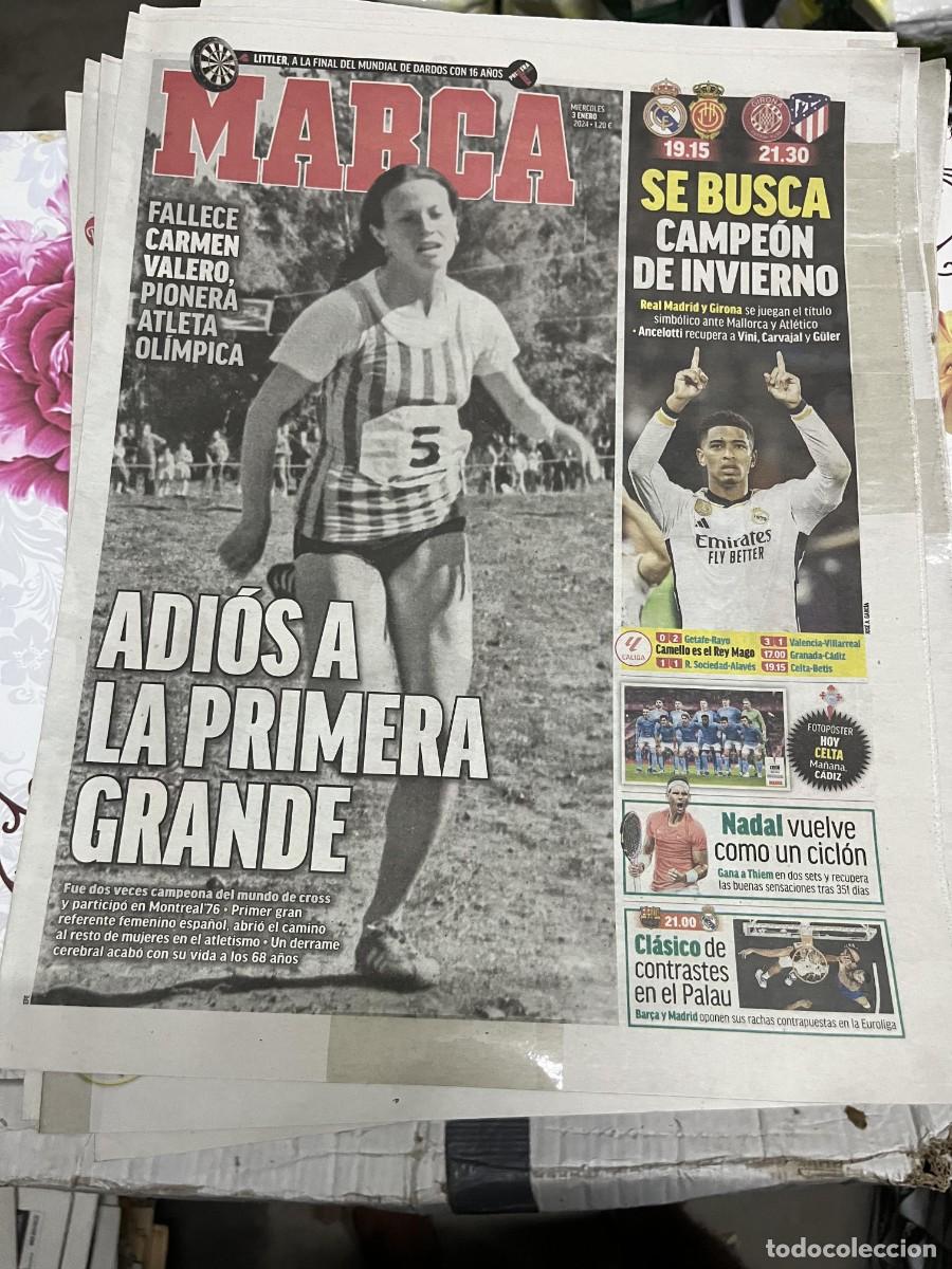 Coleccionismo deportivo: MARCA (3-1-2024) HOY REAL MADRID MALLORCA GIRONA ATLETICO MUERTE CARMEN VALERO POSTER CELTA VIGO