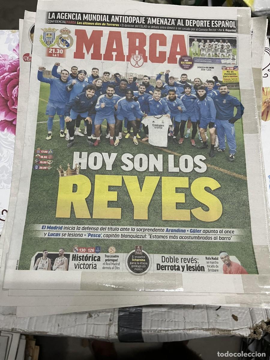 Coleccionismo deportivo: MARCA (6-1-2024)COPA LUGO ATLETICO ELCHE GIRONA HUESCA RAYO ALAVES BETIS POSTER REAL MADRID ARANDINA