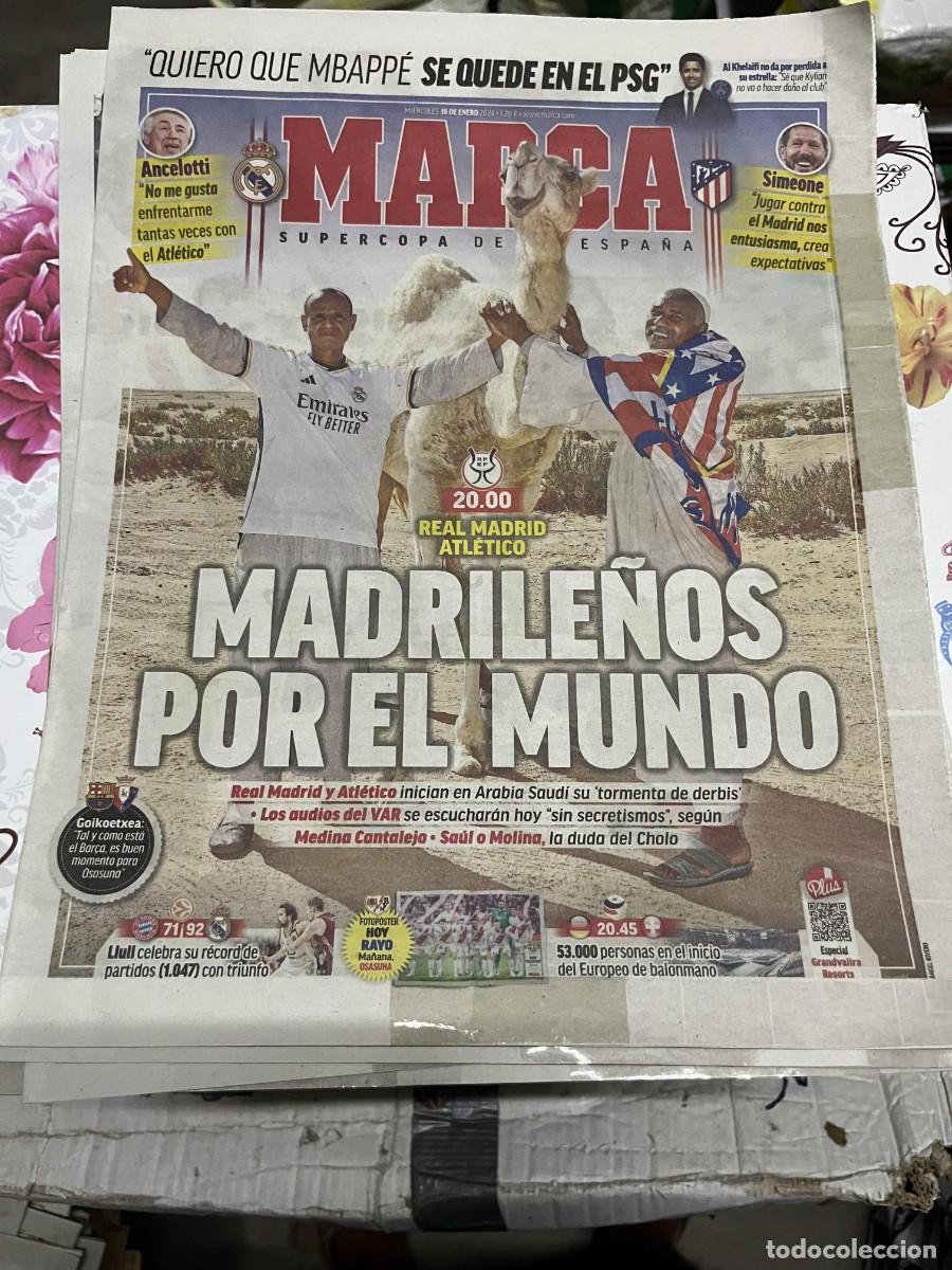 Coleccionismo deportivo: MARCA (10-1-2024) MBAPPE PSG HOY SUPERCOPA ESPA&Ntilde;A REAL MADRID ATLETICO POSTER RAYO VALLECANO
