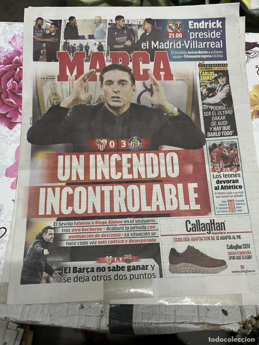 Coleccionismo deportivo: MARCA (17-12-2023)SEVILLA 0-3 GETAFE REAL MADRID VILLARREAL ENDRICK CARLOS SAINZ ATHLETIC 2-0 ATLETI