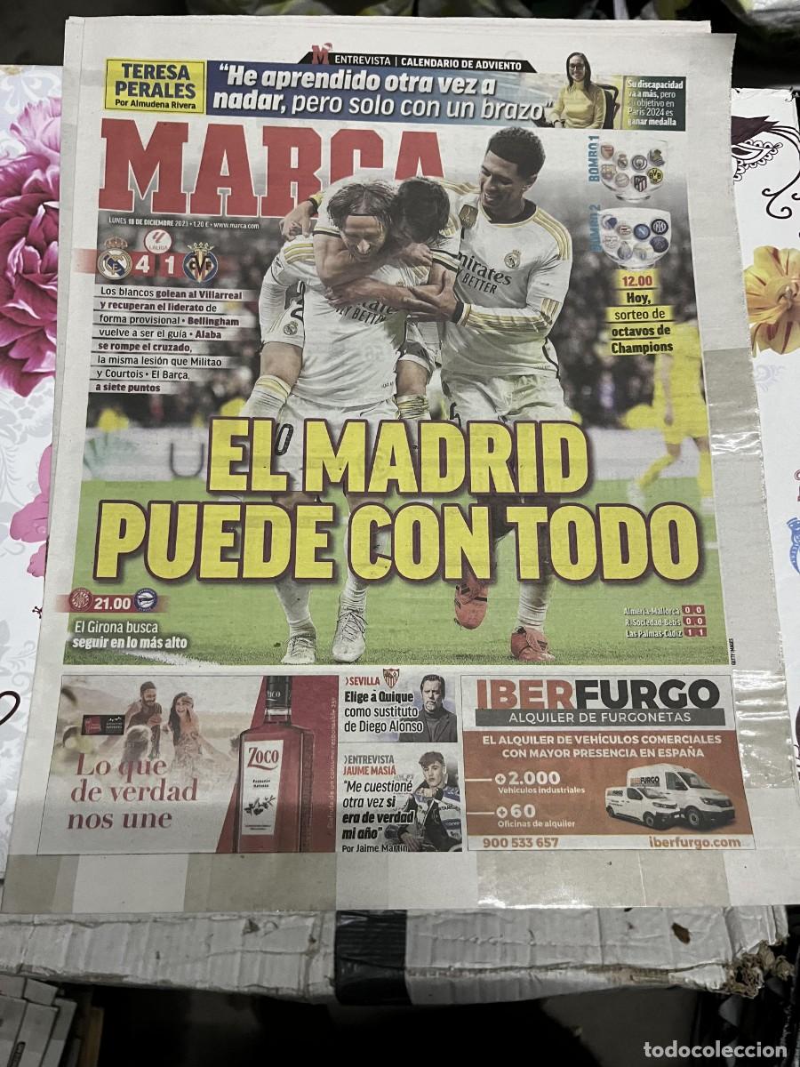 Coleccionismo deportivo: MARCA (18-12-2023) REAL MADRID 4-1 VILLARREAL SORTEO CHAMPIONS HOY GIRONA ALAVES