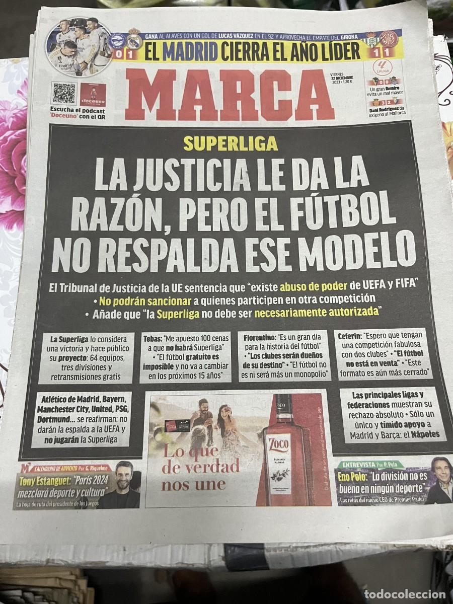 Coleccionismo deportivo: MARCA (22-12-2023) BETIS 1-1 GIRONA ALAVES 0-1 REAL MADRID JORNADA LIGA SUPERLIGA TONY ESTANGUET