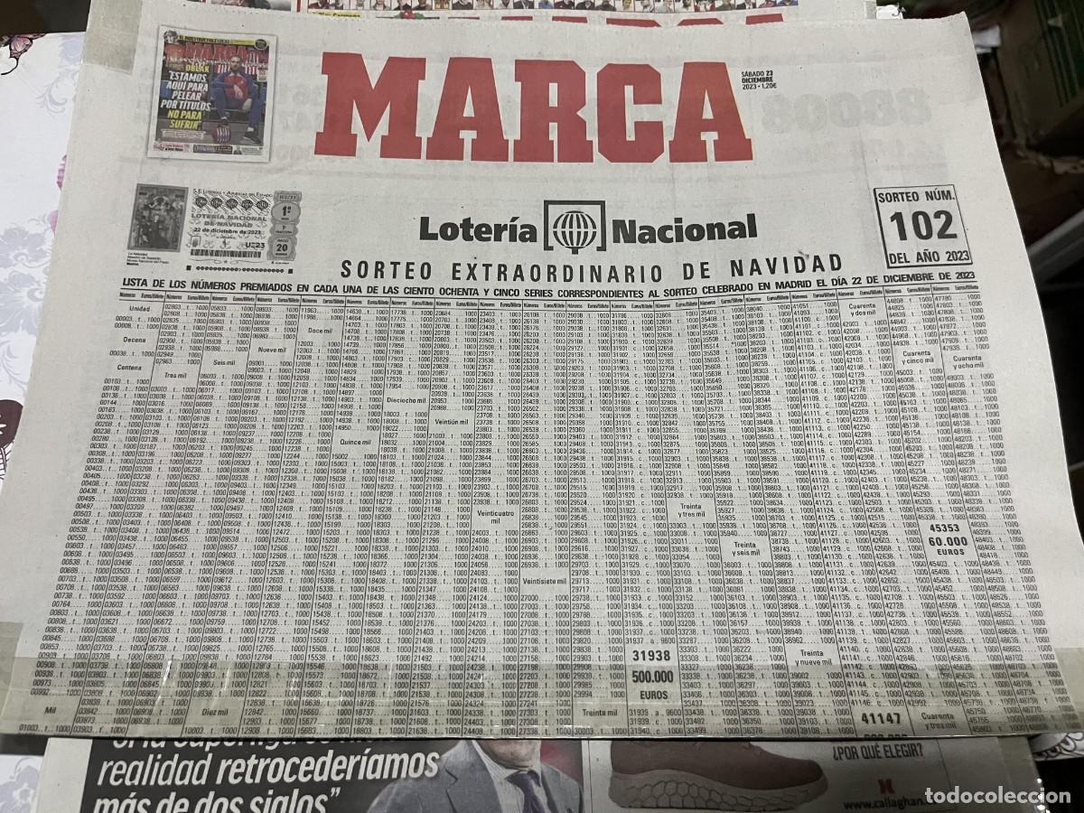Coleccionismo deportivo: MARCA (23-12-2023) LOTERIA NACIONAL JAN OBLAK HOY ATLETICO MADRID SEVILLA LUIS SUAREZ