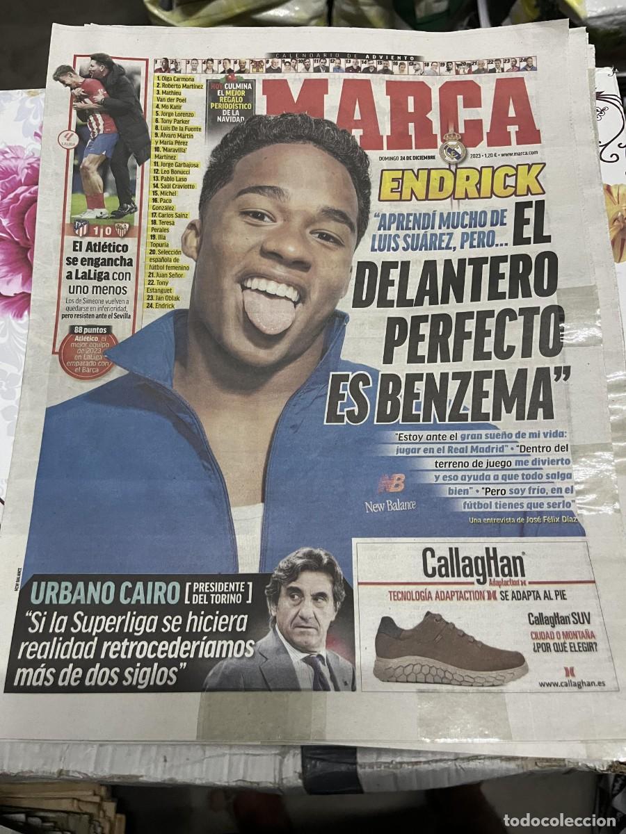Coleccionismo deportivo: MARCA (24-12-2023) ENDRICK REAL MADRID ATLETICO MADRID 1-0 SEVILLA URBANO CAIRO