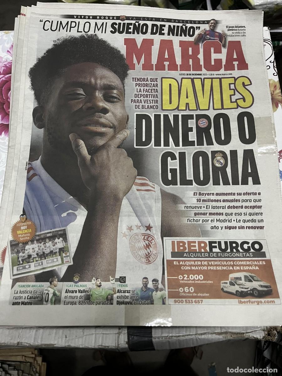 Coleccionismo deportivo: MARCA (28-12-2023) FICHAJE VITOR ROQUE BARCELONA DAVIES REAL MADRID POSTER VALENCIA