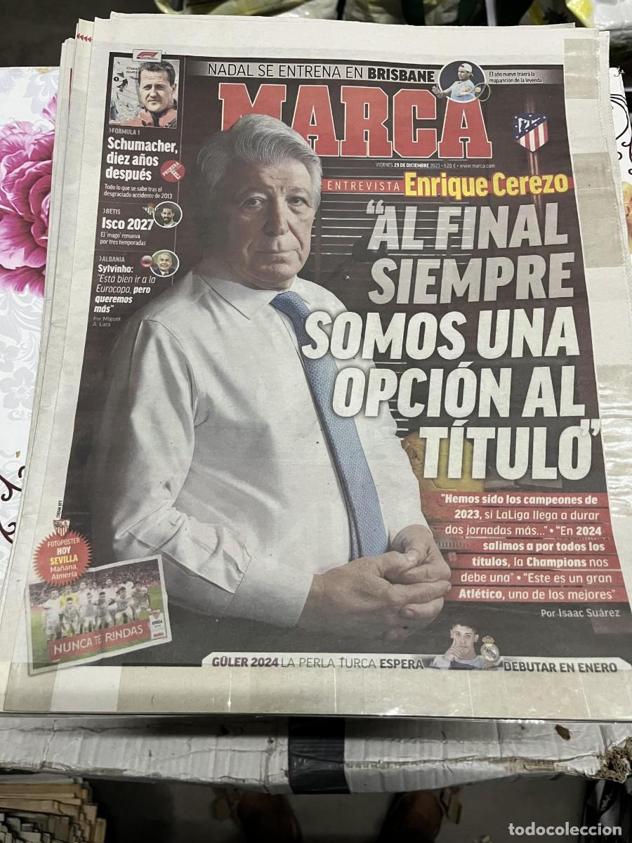 Coleccionismo deportivo: MARCA (29-12-2023) SCHUMACHER NADAL ENTREVISTA ENRIQUE CEREZO ATLETICO MADRID POSTER SEVILLA