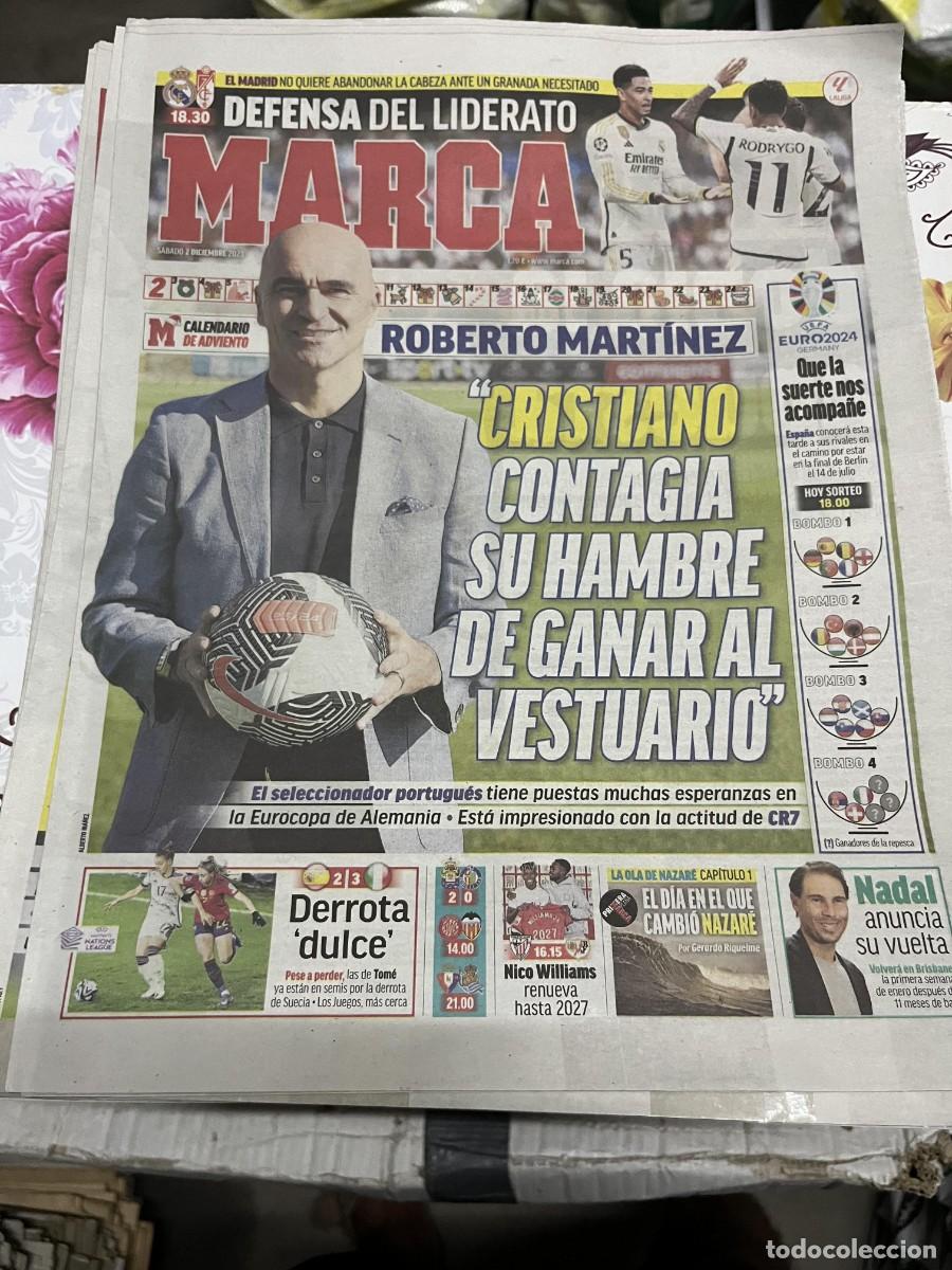 Coleccionismo deportivo: MARCA (2-12-2023) ROBERTO MARTINEZ HOY REAL MADRID GRANADA SORTEO EURO EUROCOPA ESPA&Ntilde;A 2-3 ITALIA